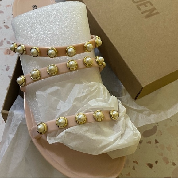 Steve‎ Madden New Size 9 Yalsa Blush Pink Pearl Embellishment Jelly Flat Sandals - Picture 5 of 6